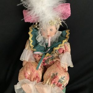 New Fairy Doll Made with Broccade, Lace, Ribbons and Feathers. Mint Condition